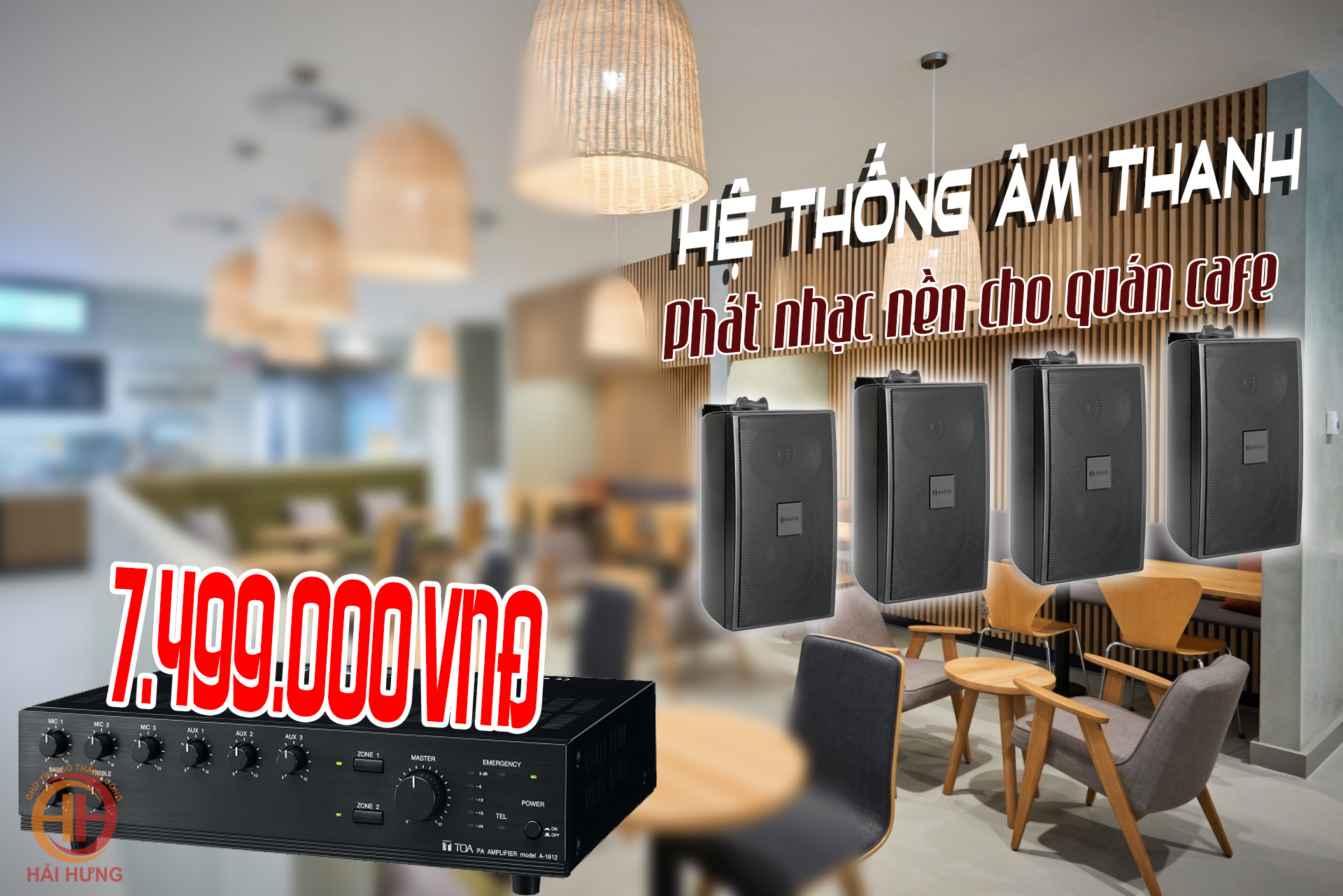 Hệ thống âm thanh loa phát nhạc nền cho quán Cafe giá 7.499.000đ